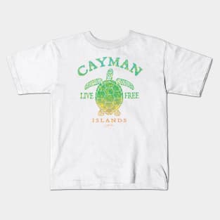 Cayman Islands Live Free Sea Turtle Kids T-Shirt